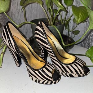 Coach Ashley Platform Peep Toe Heels Ashley Calf Hair size 7 B